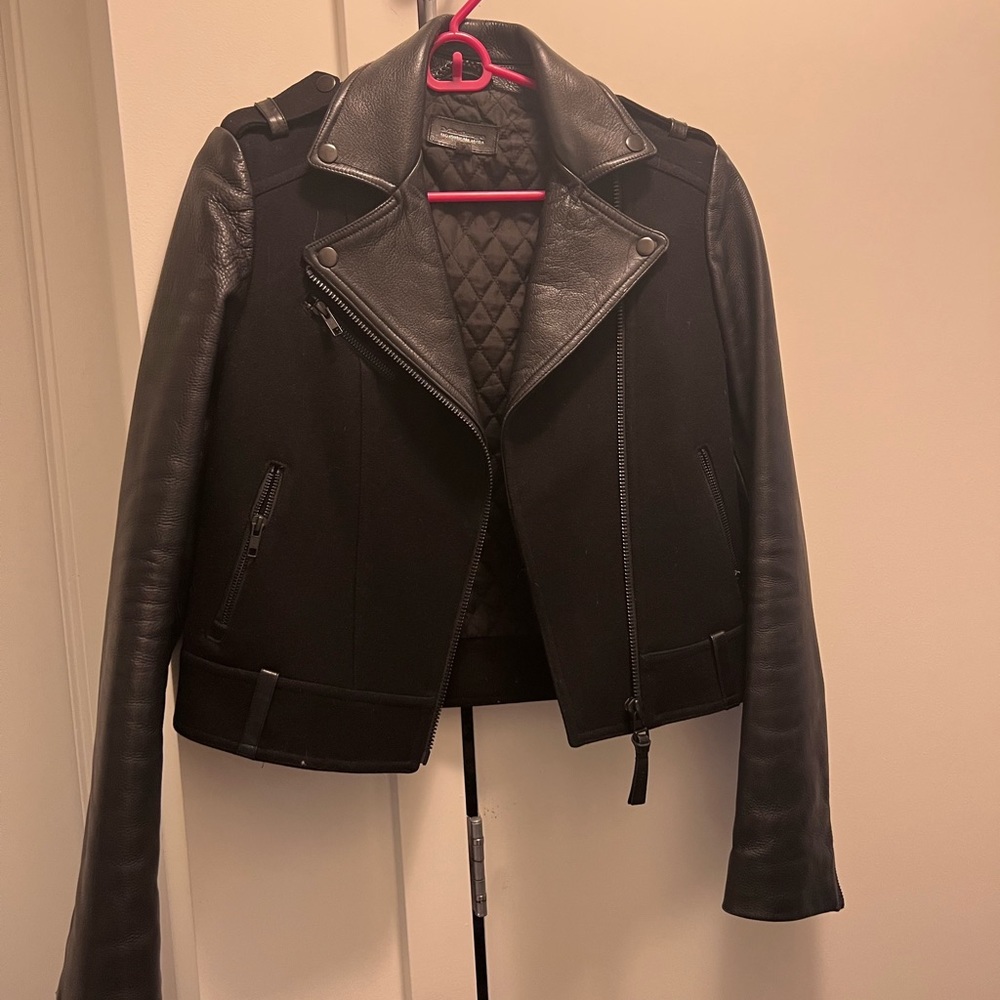 Mackage Leather and Wool Cropped Jacket